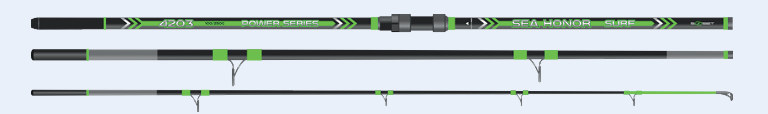 CANNE SUNSET SEA HONOR SURF POWER 4.20m 100-250g et 4.50m 100-250g