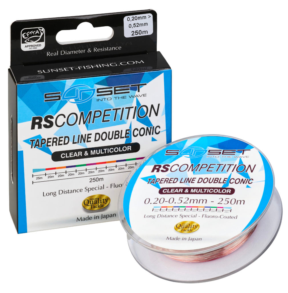 FIL SUNSET TAPERED LINE DOUBLE CONIC RS COMPETITION 0,22-0,55mm et 0,25-0,55 EN 250M - Pêcheur Maroc