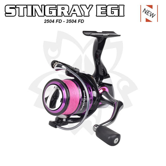 MOULINET SAKURA STINGRAY EGI 3504 FD AVEC TRESSE ROSE SPECIAL CALAMARS - Pêcheur Maroc