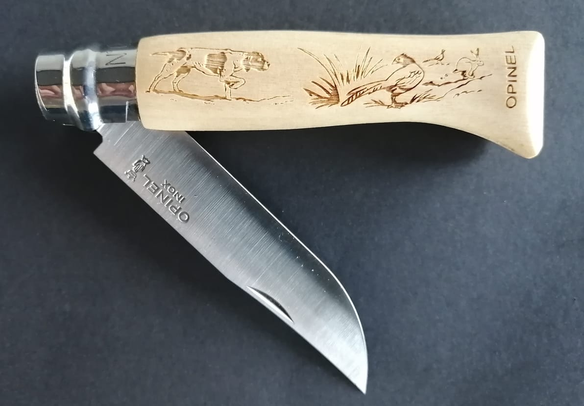 N°08 Inox Animalia Hêtre Faisan lièvre Couteau Chasse Opinel - Pêcheur Maroc