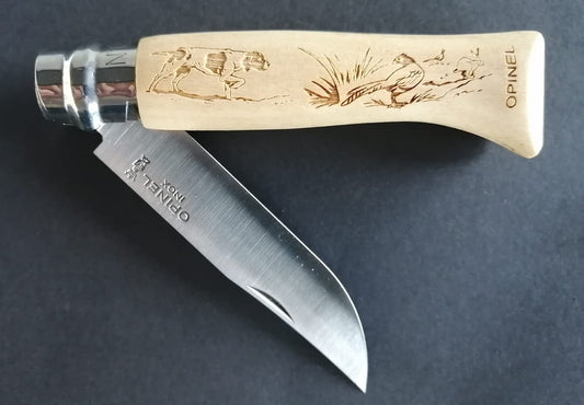 N°08 Inox Animalia Hêtre Faisan lièvre Couteau Chasse Opinel - Pêcheur Maroc