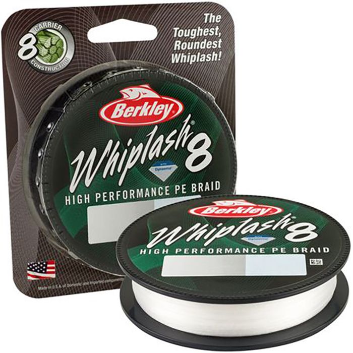 TRESSE BERKLEY Whiplash 8 BRINS Crystal 150ml 6%(10.7kg), 8%(12.9kg), 10%(14.8kg), 12%(17.5kg), 14%(19.2kg), 16%(20.8kg), 18%(22.9kg), 20%(27.7kg), Berkley, Pêcheur Maroc