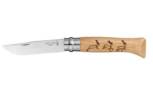 N°08 Inox Chêne Animalia 6 Gravures Couteau Chasse Opinel, Opinel, Pêcheur Maroc