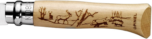 N°08 Inox Animalia Hêtre Cerf Sanglier Couteau Chasse Opinel, Opinel, Pêcheur Maroc