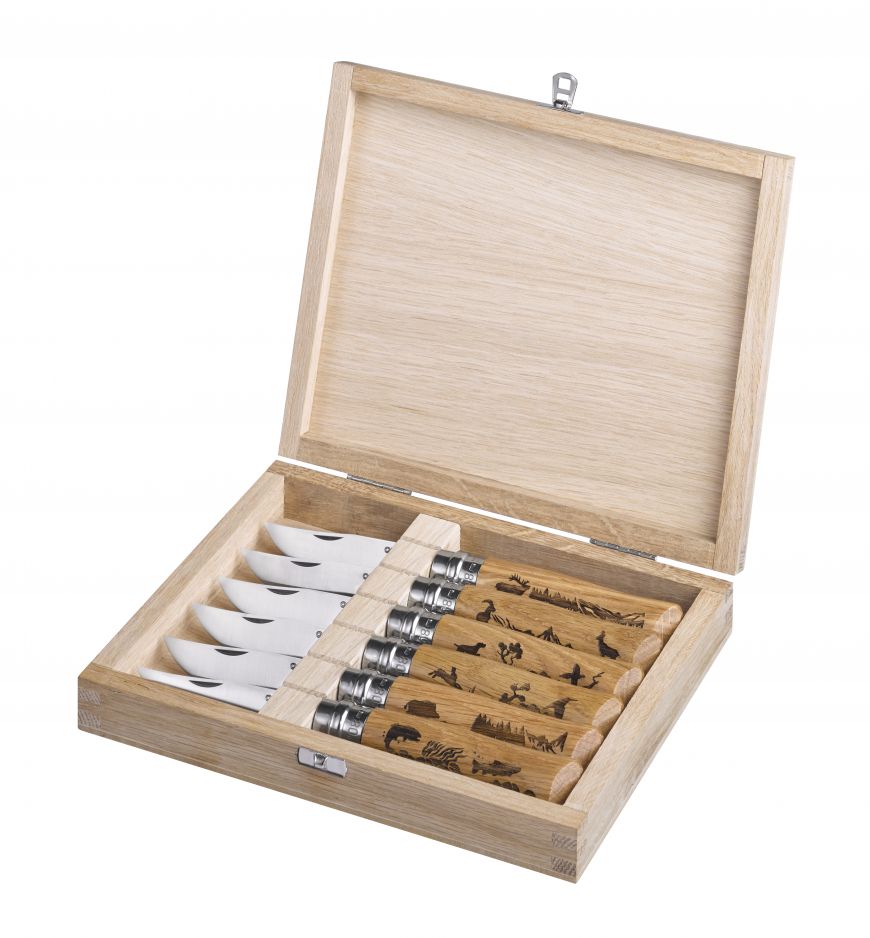 Coffret de 6 Animalia N°08 Chêne Couteau Opinel, Opinel, Pêcheur Maroc