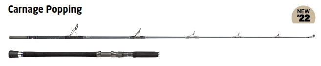 CANNE PENN CARNAGE POPPING 2.13m 30-120g, 2.29m 100-180g, 2.49m MAX 250g - Pêcheur Maroc
