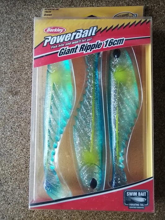 LEURRE BERKLEY GIANT RIPPLE 16 CM COLORIS ORANGE BLACK, OCEAN et PEARL WHITE, Berkley, Pêcheur Maroc