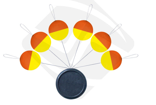 BLISTER FLOAT ROUND FLUO ORANGE/FLUO YELLOW ST-D-131 6mm et 8mm, Sunset, Pêcheur Maroc