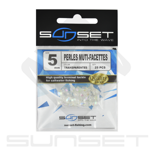 BEADS MUTI-FACETTES X25 5mm ROSE/ CLEAR/ RED, Sunset, Pêcheur Maroc