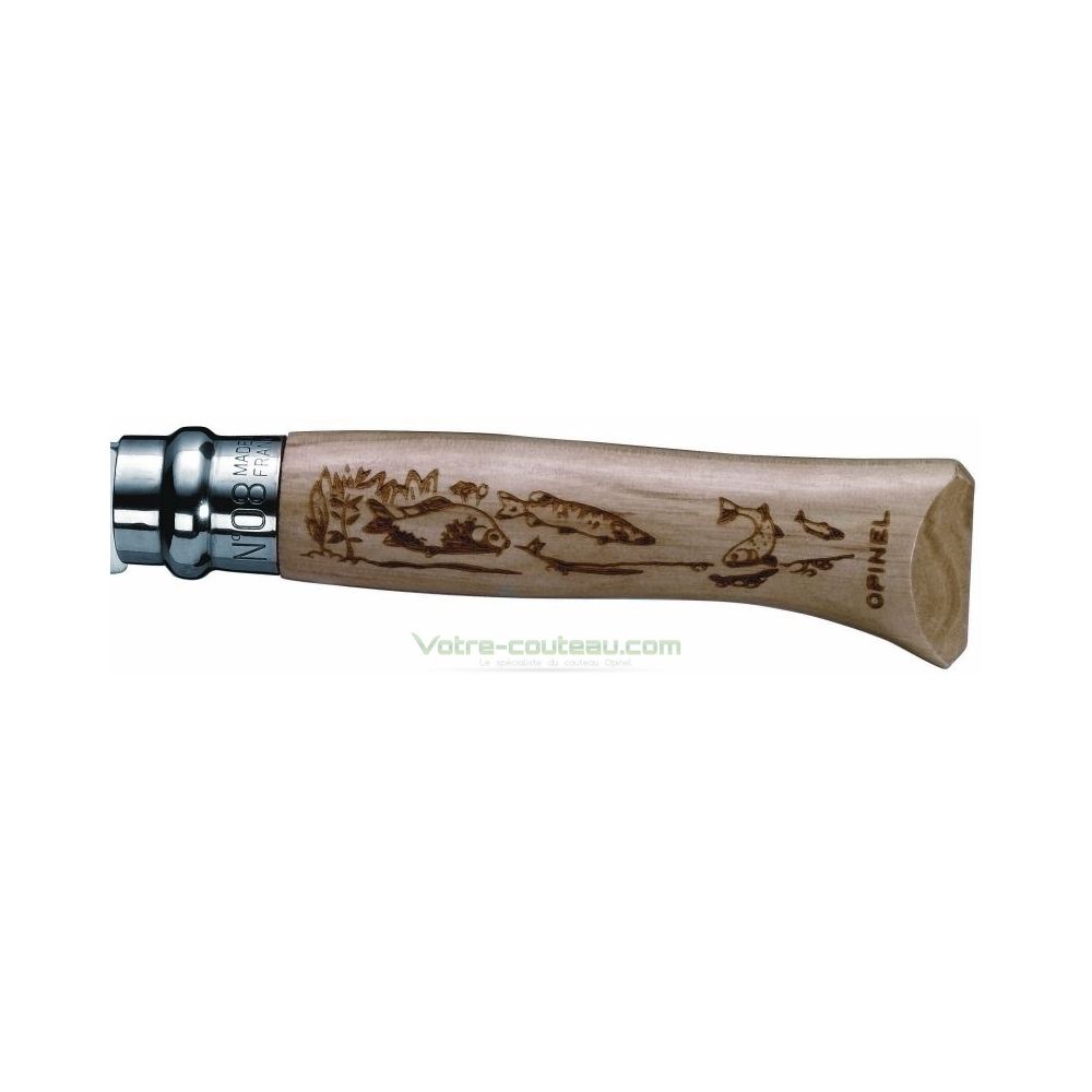 N°08 Inox Animalia Hêtre Poisson Couteau Chasse Opinel, Opinel, Pêcheur Maroc