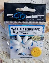 BLISTER FLOAT OVALS ST-D-134 7x15mm BLANC/ FLUO YELLOW, Sunset, Pêcheur Maroc