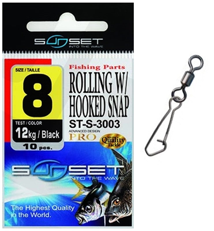 EMERILLON ROLLING W/ HOOKED SNAP ST-S-3003 N6(20kg*10), Sunset, Pêcheur Maroc