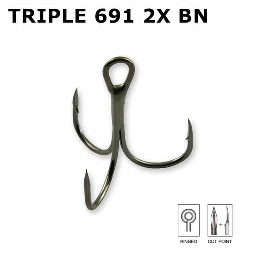 Hameçon SAKURA Triple 691 2X BN #4*5/ #6*5/ #8*5/ #10*5, Sakura, Pêcheur Maroc