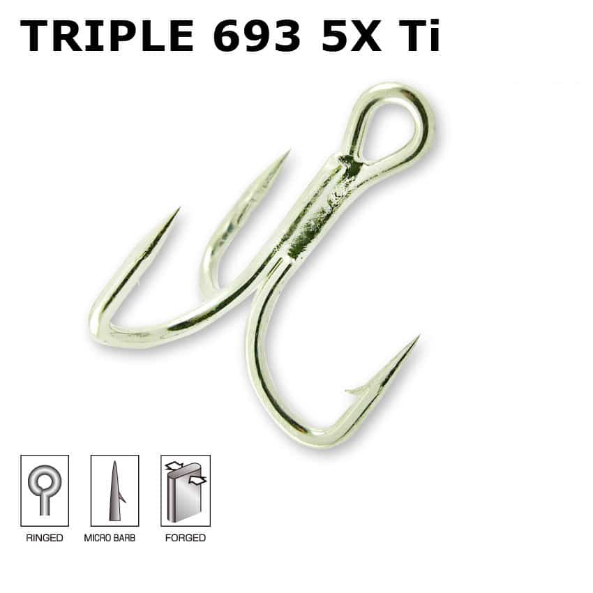 Hameçon SAKURA Triple 693 5X Ti #1/0 *5, Sakura, Pêcheur Maroc