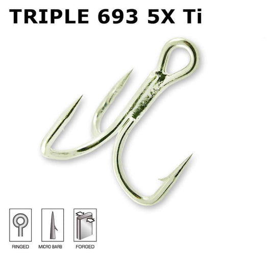 Hameçon SAKURA Triple 693 5X Ti #1/0 *5, Sakura, Pêcheur Maroc