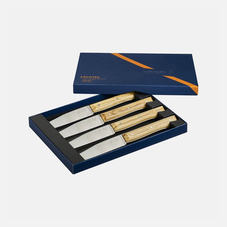 COFFRET DE 4 COUTEAUX DE TABLE FACETTE OLIVIER OPINEL