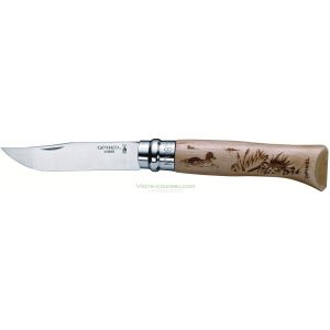 N°08 Inox Animalia Hêtre Canard Becasse Couteau Chasse Opinel, Opinel, Pêcheur Maroc